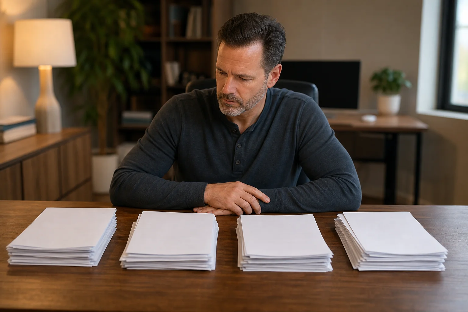 Home service business owner comparing lead cost and booked job data across four marketing channels on a laptop