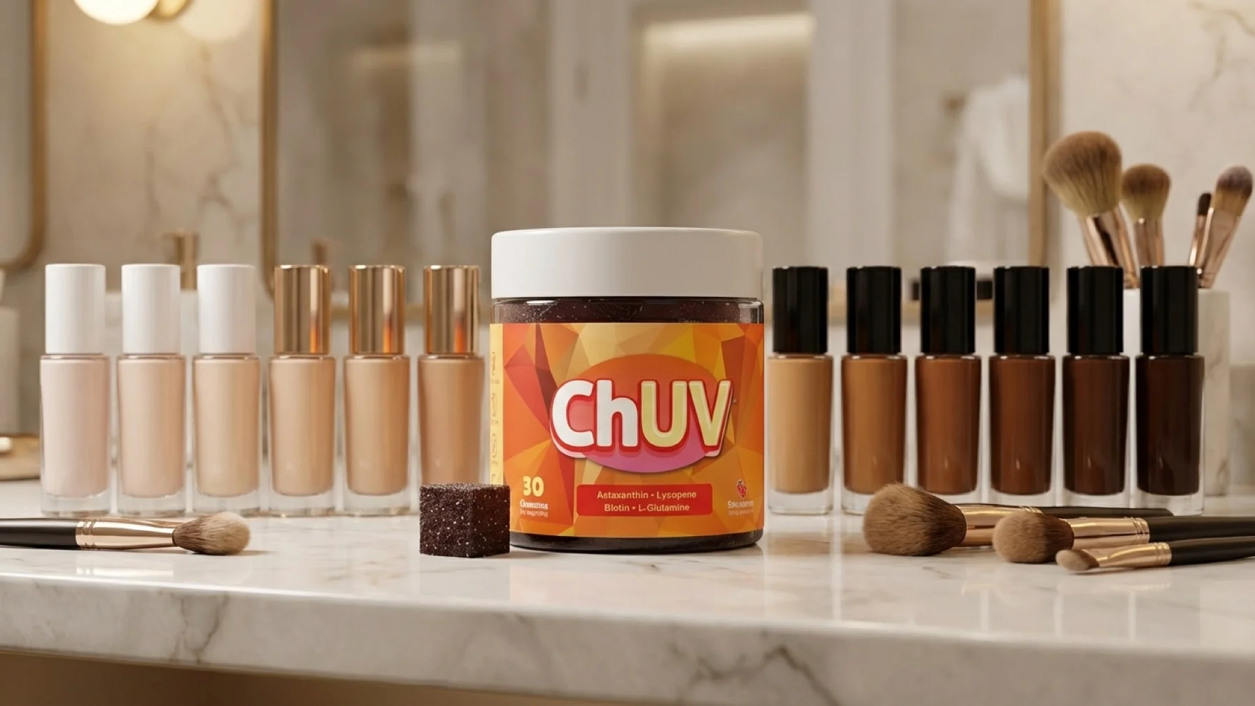 A range of skin tones showing warm natural glow from carotenoid-based tanning supplementation