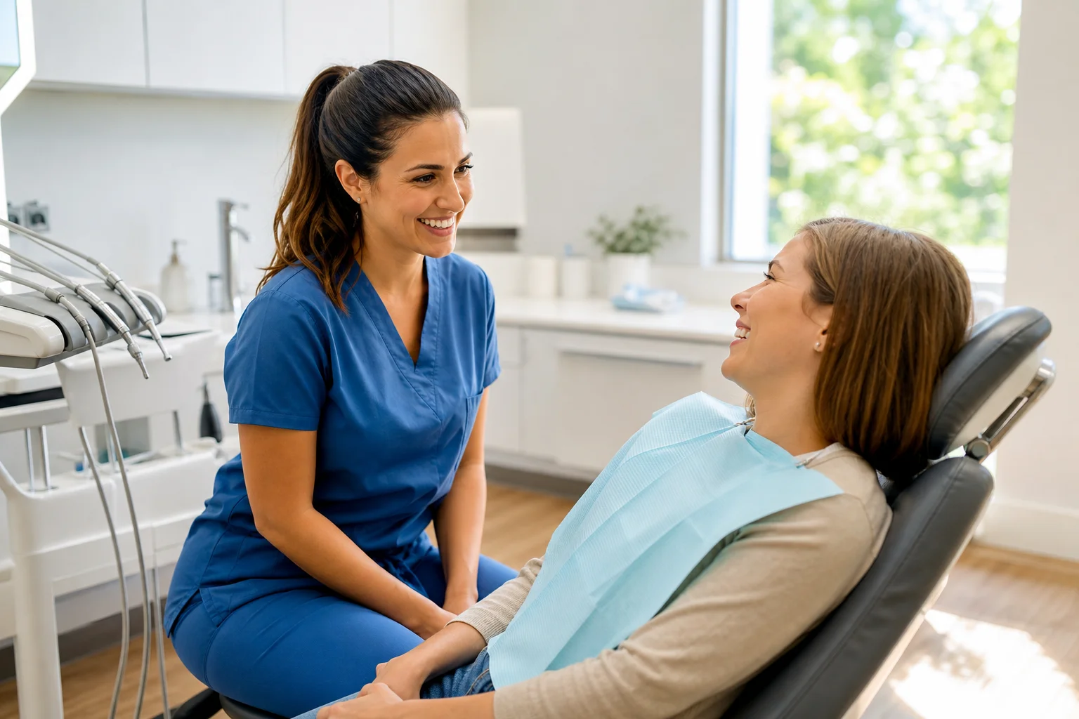 A Chandler dental team helping a patient feel comfortable during a routine dental care visit in a bright modern office