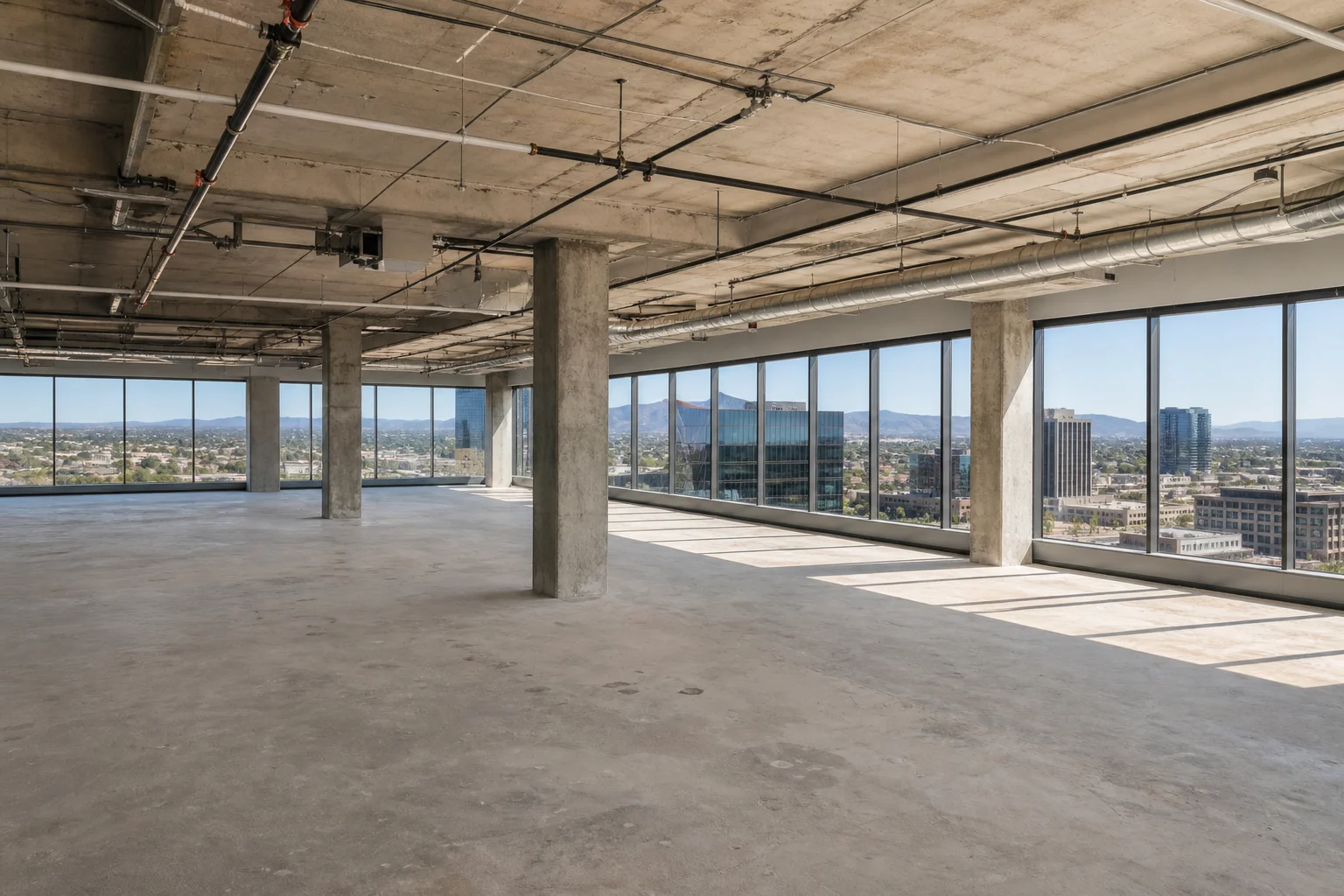 Phoenix downtown office buildings in an adaptive reuse conversion zone, mid-rise commercial structures suitable for residential conversion in the urban core