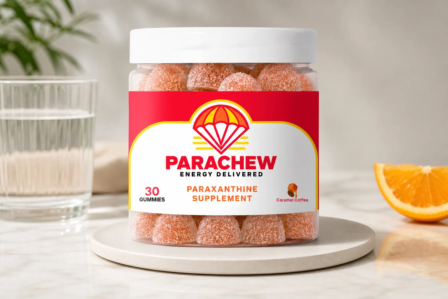 Parachew energy gummies product display illustrating why stacking paraxanthine and caffeine together is usually a mistake
