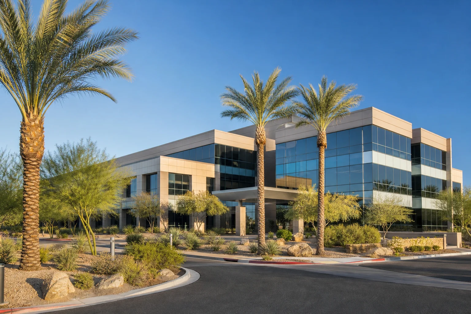 Modern Class A office buildings representing the Scottsdale Airpark office outlook for 2026