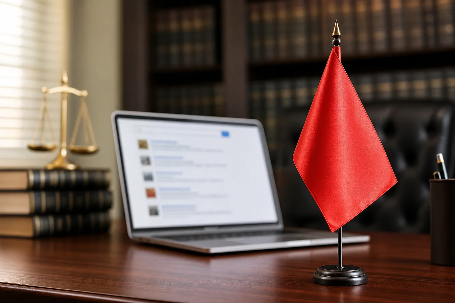 Attorney and marketing team reviewing law firm SEO strategy on a laptop