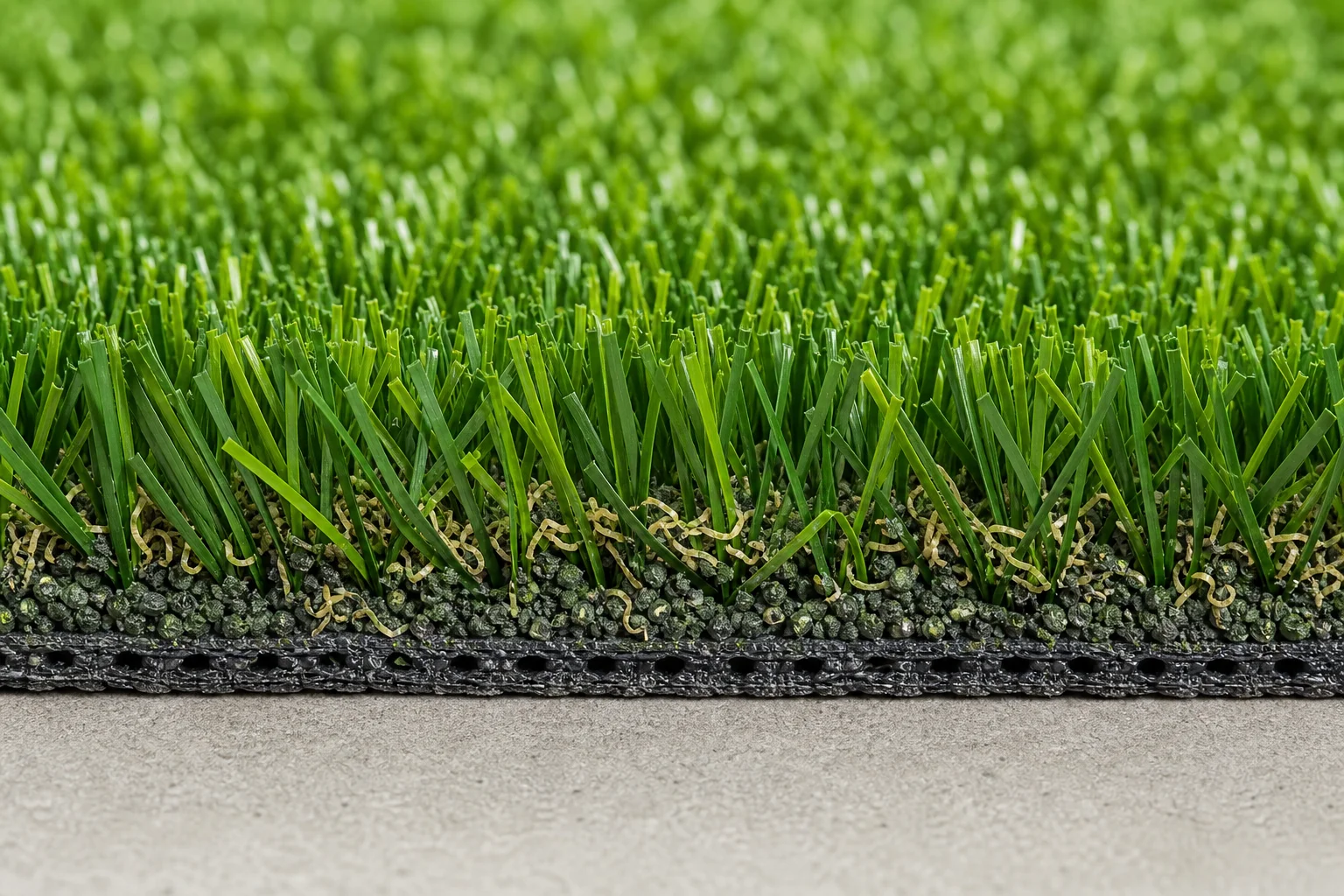 Dense commercial artificial turf surface at an Arizona commercial property showing even blade height and uniform infill distribution