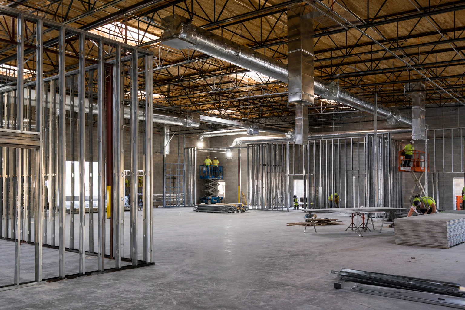 Gilbert industrial warehouse interior during tenant improvement build-out